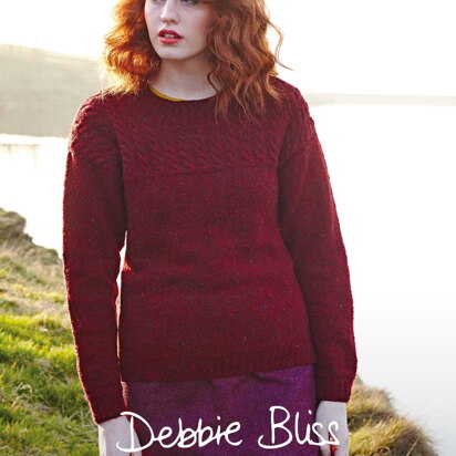 Guernsey - Sweater Knitting Pattern For Women in Debbie Bliss Fine Donegal by Debbie Bliss