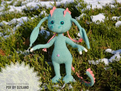 Crochet Pattern Dinosaur Girl Amigurumi toy