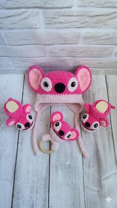 Baby Crochet Pattern Set PDF, A Warm Crochet Pattern Set For Newborns, Hat With Ears, Booties With Ears, Rattle With Ears, From 0 to 3 Month