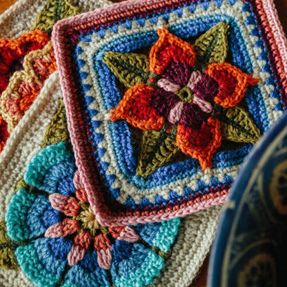 Spirit of Flora Crochet Blanket CAL by Jane Crowfoot - Multi