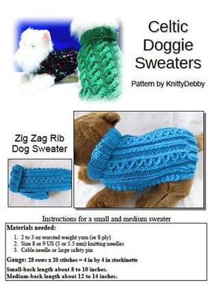 Celtic Doggie Zig Zag Rib Dog Sweater