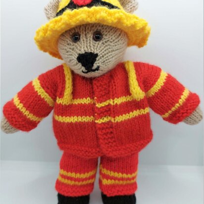 Fireman Teddy Bear Toy Knitting Pattern LH019