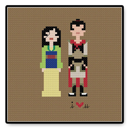 Mulan and Li Shang In Love - PDF Cross Stitch Pattern