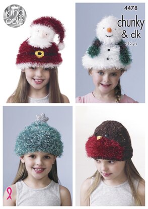 Kid’s Novelty Hats in King Cole DK and Chunky - 4478 - Downloadable PDF