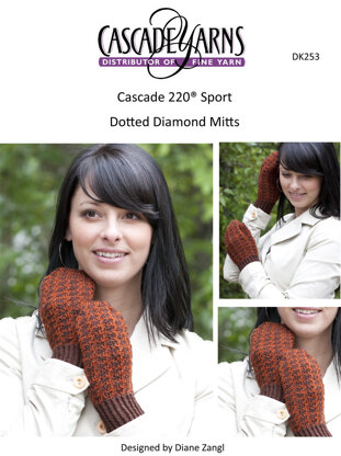 Dotted Diamond Mitts in Cascade 220 Sport - DK253
