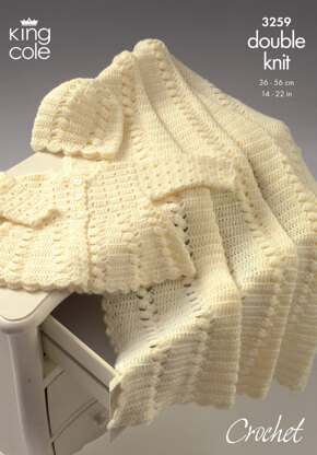 Coat, Shawl and Hat Crocheted in King Cole Comfort Baby DK - 3259