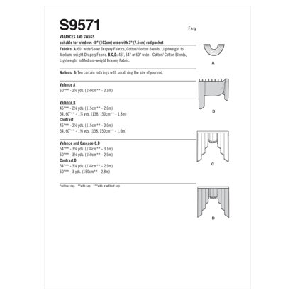 Simplicity Valances and Swags S9571 - Paper Pattern, Size OS (One Size Only)