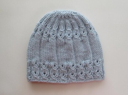 Blue Hat with Mock Cables for a Lady