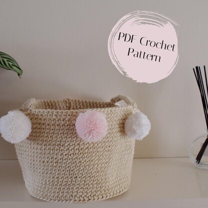 Crochet Pom Pom Basket