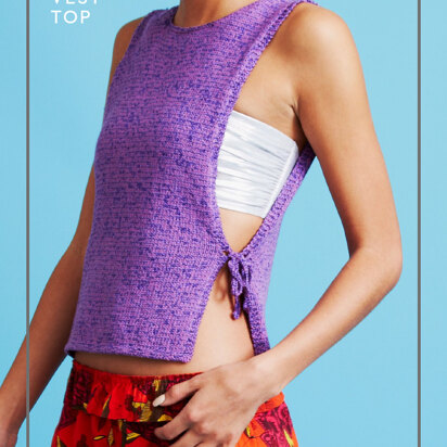 Vacation Vest Top - Free Knitting Pattern For Women in Paintbox Yarns Metallic DK