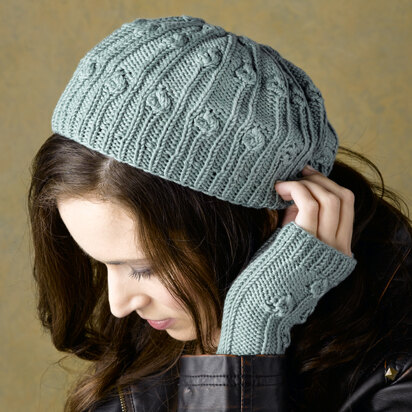 448 Fiddlehead Set - Beret and Mittens Knitting Pattern for Women in Valley Yarns Southwick