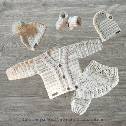 Cooper Baby Cardigan Hat and Booties Set