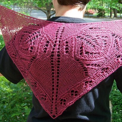 Royal Red Butterfly Shawl (33" x 15")