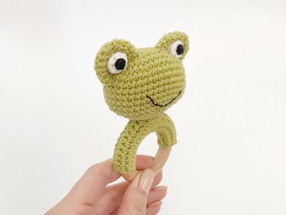 Frog crochet pattern baby rattle Amigurumi teething toy