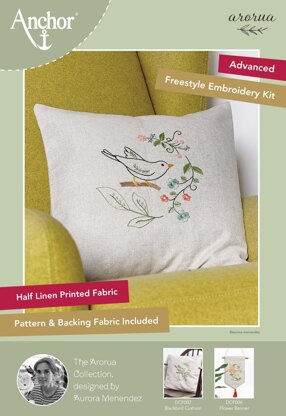 Anchor Aurora - Bird Cushion Embroidery Kit - 40 x 40 cm
