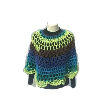 Peacock Crochet Poncho Pattern