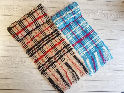 Crochet Tartan Plaid Shawl or Scarf