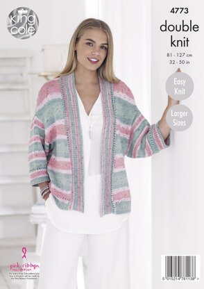 Ladies' Cardigan in King Cole Cottonsoft Crush DK - 4773 - Downloadable PDF