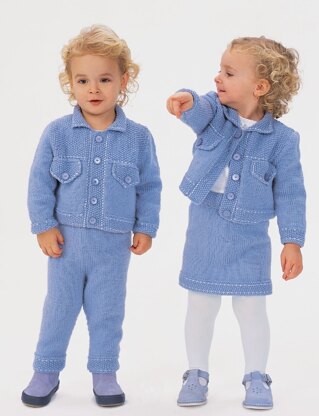 Jean Jacket Sets in Bernat Softee Baby Solids