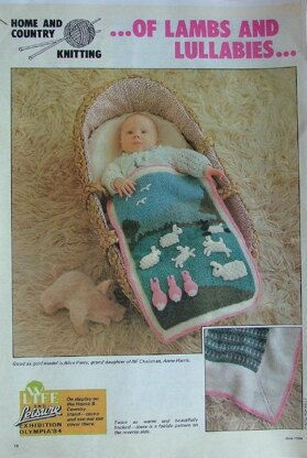 LAMBS & LULLABIES pram or cot cover knitting pattern by Georgina Manvell