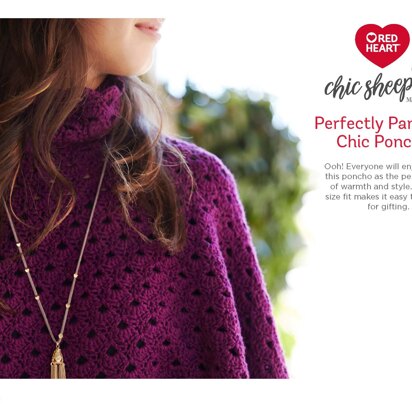 Perfectly Panache Chic Poncho in Red Heart Chic Sheep - LW5901 - Downloadable PDF