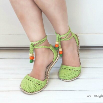 Green sandals with rope soles