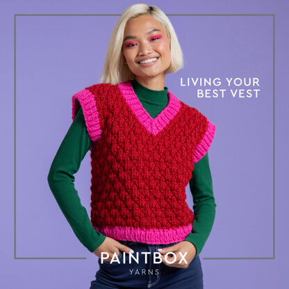 Living Your Best Vest - Free Tank Top Knitting Pattern for Women in Paintbox Yarns Wool Blend Super Chunky