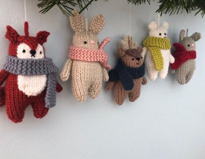 Winter Animals Knit Christmas Ornaments