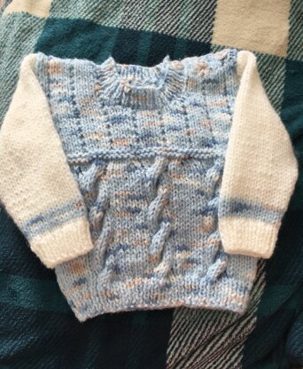 Blue Aran baby jumper