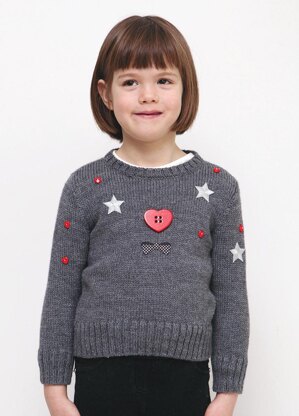 Girls Round Neck Sweater in Bergere de France Ideal - 60508-453 - Downloadable PDF