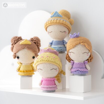 Princess crochet pattern amigurumi doll mini crochet amigurumi pattern princesses PDF Mini Kingdom fairy tale ebook tutorial by AradiyaToys (Olka Novytska)