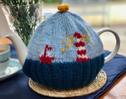 Lighthouse Tea Cosy in Patons Fab DK