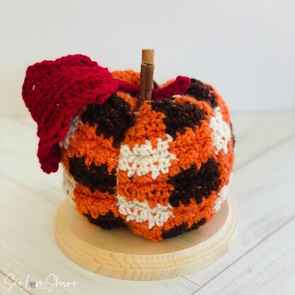 Gingham Plaid Crochet Pumpkin