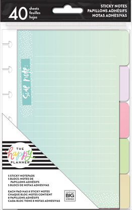 Happy Planner Sticky Notes 40/Pkg - Pastel, 5 Designs/8 Each
