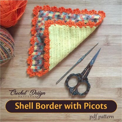 Shell Border with Picots - Pdf Crochet Pattern -