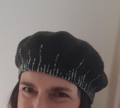 Icicles beaded beret and mitts