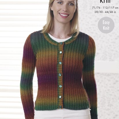 Ribbed Cardigan & Sweater in King Cole Riot DK - 4681 - Downloadable PDF