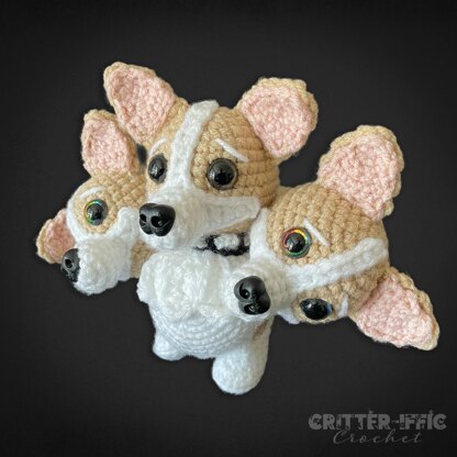 Crowley the Corgi Cerberus Dog Amigurumi