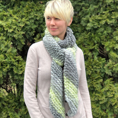 Diagonal Scarf  in Plymouth Yarn Mega Cakes - F859 - Downloadable PDF