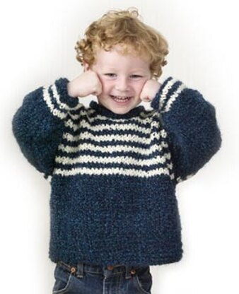 Child's Striped Yoke Pullover in Lion Brand Homespun - LB30145