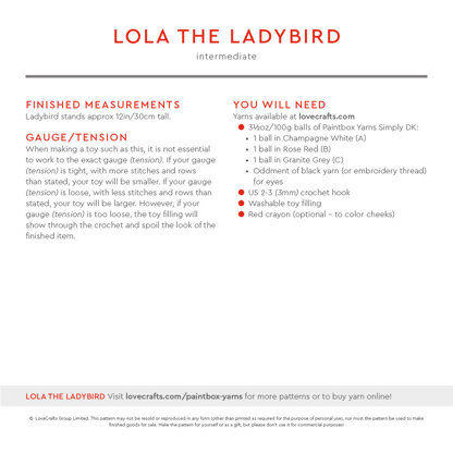 Paintbox Yarns Lola the Ladybird PDF (Free)