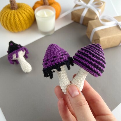 Crochet mushrooms garland no sew pattern Halloween decor Amigurumi pattern ornament