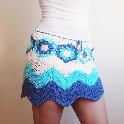 Granny flower hexagon ripples skirt