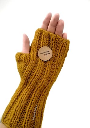 2 x 2 Rib Fingerless Mitts