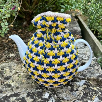 Textured Tweed 4 Cup Teapot Cosy Knitting Pattern