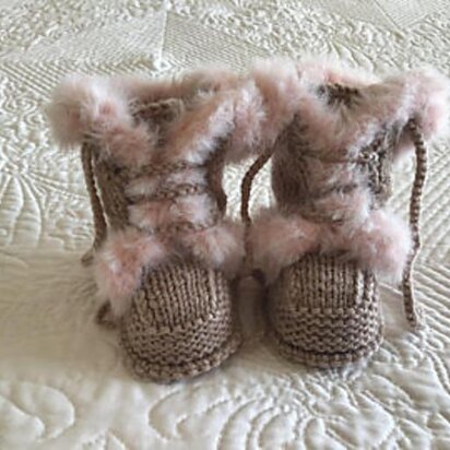 Baby Brown  Fur Trim Booties