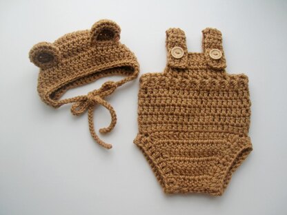 Bear Baby Bonnet and Romper