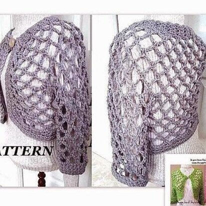 134 OPEN WEAVE SHRUG, crochet pattern