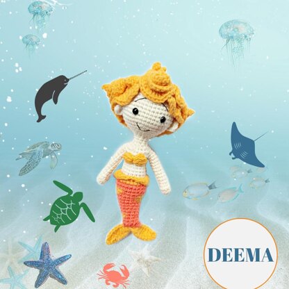 Deema The Girl Mermaid. Meemoo Crochet.