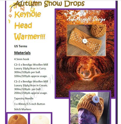 Autumn Snowdrops Keyhole Headwarmer